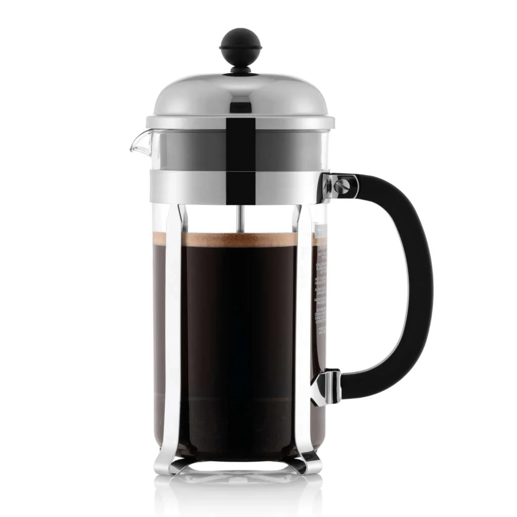 Bodum CHAMBORD French Press Coffee Maker, Chrome (EXCLUSIVE Bamboo Stirring Paddle Set) - Image 4