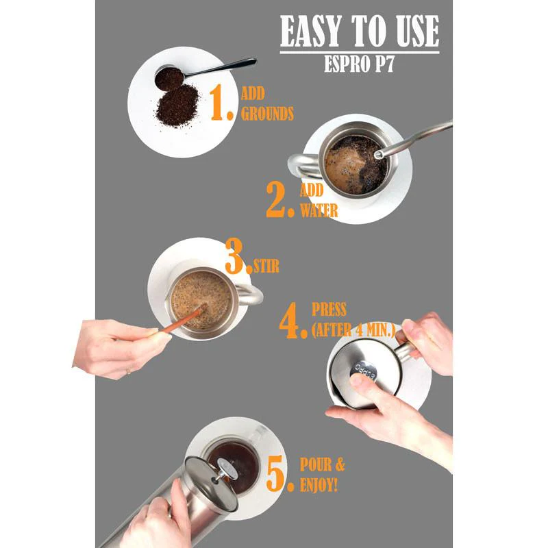 Espro Press P7 - Stainless Steel, Double Wall, Micro Coffee Filter (EXCLUSIVE: Free Coffee Stir Paddle) - Image 4